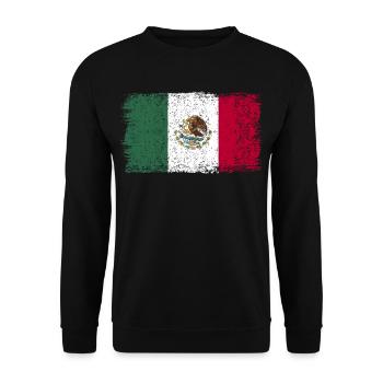 Mexikanische Flagge Mexiko Mexikoflagge - Unisex Pullover - Schwarz - Vorne - Alina (178cm) & Michal (187cm)