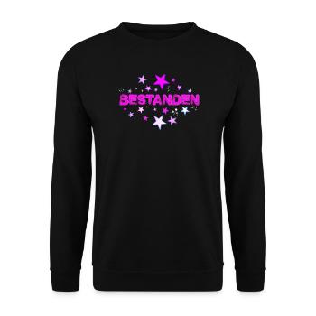 Bestanden Abschluss Prüfung Abi bestanden rosa - Unisex Pullover - Schwarz - Vorne - Alina (178cm) & Michal (187cm)