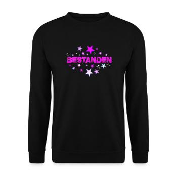 Bestanden Abschluss Prüfung Abi bestanden rosa - Unisex Pullover - Schwarz - Vorne - Alina (178cm) & Michal (187cm)