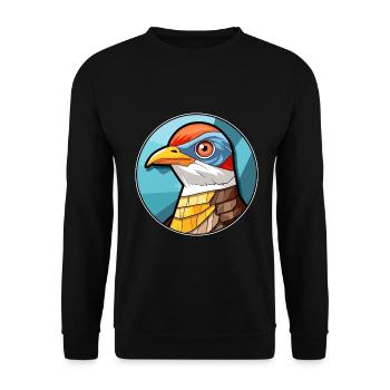 Kuckuck Bunte Karikatur Kawaii Anima - Unisex Pullover - Schwarz - Vorne - Alina (178cm) & Michal (187cm)