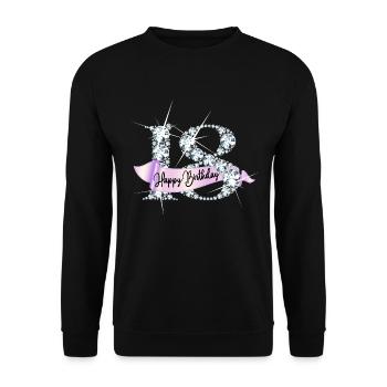 Happy Birthday 18. Geburtstag Geschenk Diamanten - Unisex Pullover - Schwarz - Vorne - Alina (178cm) & Michal (187cm)
