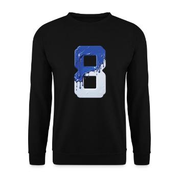 NR. 8 NUMMER 8 BLAU WEIß 8. GEBURTSTAG - Unisex Pullover - Schwarz - Vorne - Alina (178cm) & Michal (187cm)