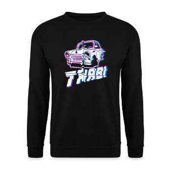 Trabi P601 Retro Nostalgie Glitch - Unisex Pullover - Schwarz - Vorne - Alina (178cm) & Michal (187cm)