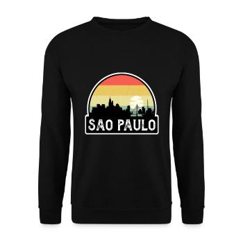 São Paulo Brasilien Flagge Skyline Reisesouvenir - Unisex Pullover - Schwarz - Vorne - Alina (178cm) & Michal (187cm)
