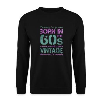 60er Sechziger 60s - Unisex Pullover - Schwarz - Vorne - Alina (178cm) & Michal (187cm)