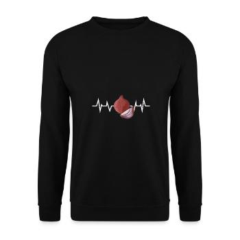 Zwiebel Herzschlag - Unisex Pullover - Schwarz - Vorne - Alina (178cm) & Michal (187cm)