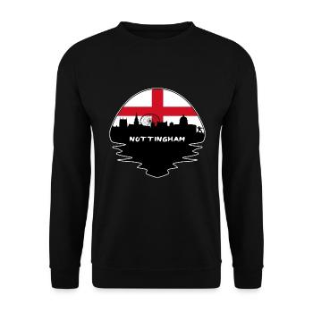 Nottingham England Flagge Skyline Silhouette Reisen - Unisex Pullover - Schwarz - Vorne - Alina (178cm) & Michal (187cm)
