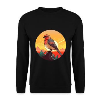 Finch Buntes Aquarell Cartoon Kawaii Tier - Unisex Pullover - Schwarz - Vorne - Alina (178cm) & Michal (187cm)