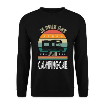 Ich kann kein Wohnmobil haben - Geschenkidee - Unisex Pullover - Schwarz - Vorne - Alina (178cm) & Michal (187cm)