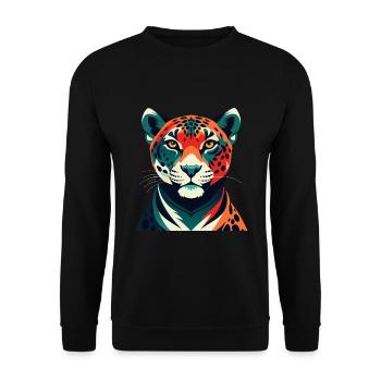 Léopard Dessin animé Personnage Animal de compagnie coloré - Sweat-shirt Unisexe - noir - Devant - Alina (178cm) & Michal (187cm)