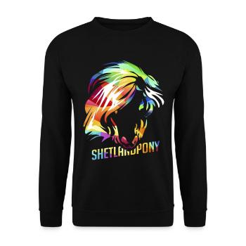 Genügsames Shetlandpony Kinderpony - Unisex Pullover - Schwarz - Vorne - Alina (178cm) & Michal (187cm)