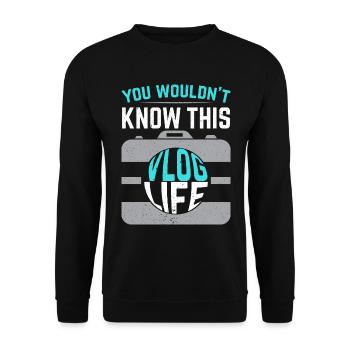 Vlog Leben Social Media Content Creator Vlogger - Unisex Pullover - Schwarz - Vorne - Alina (178cm) & Michal (187cm)