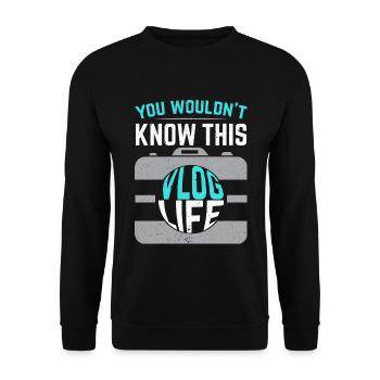 Vlog Leben Social Media Content Creator Vlogger - Unisex Pullover - Schwarz - Vorne - Alina (178cm) & Michal (187cm)