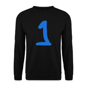1. 1 JAHR. 1. JAHRESTAG. 1 JAHR GEBURTSTAG - Unisex Pullover - Schwarz - Vorne - Alina (178cm) & Michal (187cm)