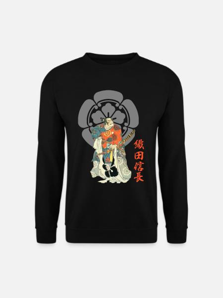 Oda Nobunaga, Kanji und Mon des Oda-Clans - Unisex Pullover - Schwarz