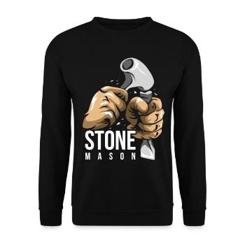 Geschickter Steinmetz Naturstein - Unisex Pullover - Schwarz - Vorne - Alina (178cm) & Michal (187cm)