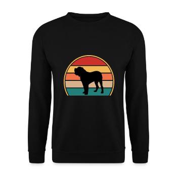 Alano Español Hundeliebhaber Silhouette Vintage Sunset - Unisex Pullover - Schwarz - Vorne - Alina (178cm) & Michal (187cm)