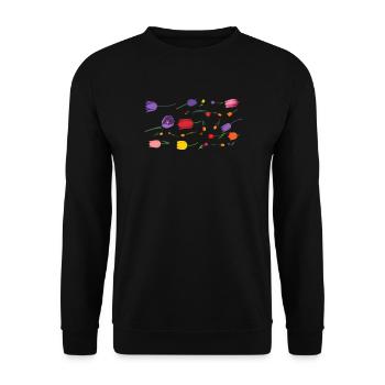 Blumen Frühling Tulpen - Unisex Pullover - Schwarz - Vorne - Alina (178cm) & Michal (187cm)
