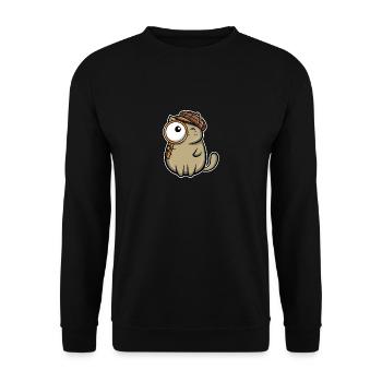 Sherlock Meows Detektiv Meow Miau Agent - Unisex Pullover - Schwarz - Vorne - Alina (178cm) & Michal (187cm)