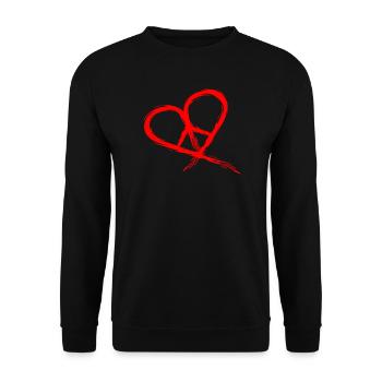 Peace Symbol Hippie Herz Frieden Freiheit Liebe - Unisex Pullover - Schwarz - Vorne - Alina (178cm) & Michal (187cm)