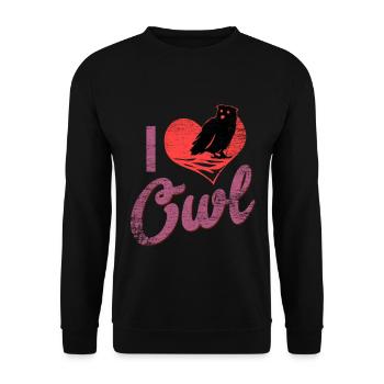 Wachsame Waldohreule Nachtjagd - Unisex Pullover - Schwarz - Vorne - Alina (178cm) & Michal (187cm)