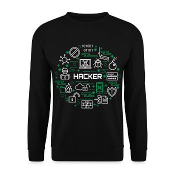 Hacker - Unisex Pullover - Schwarz - Vorne - Alina (178cm) & Michal (187cm)