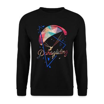 Geometrischer Gleitschirm Höhenflug - Unisex Pullover - Schwarz - Vorne - Alina (178cm) & Michal (187cm)