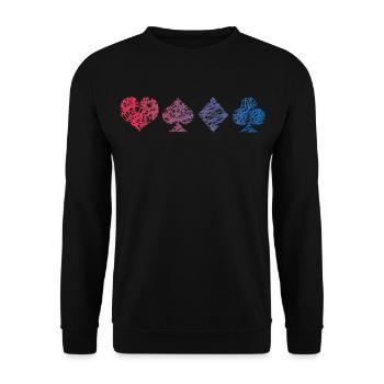 Kartenspiel Kritzelei Schafkopf Kartenspieler - Unisex Pullover - Schwarz - Vorne - Alina (178cm) & Michal (187cm)