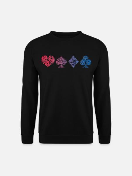 Kartenspiel Kritzelei Schafkopf Kartenspieler - Unisex Pullover - Schwarz