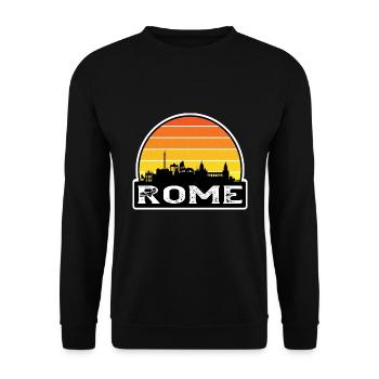 Rom Italien Flagge Skyline Reisesouvenir - Unisex Pullover - Schwarz - Vorne - Alina (178cm) & Michal (187cm)