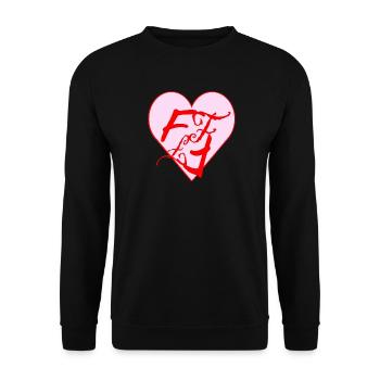 FF Flim Flam Love Heart Flamingo 💖 💘 - Unisex Pullover - Schwarz - Vorne - Alina (178cm) & Michal (187cm)