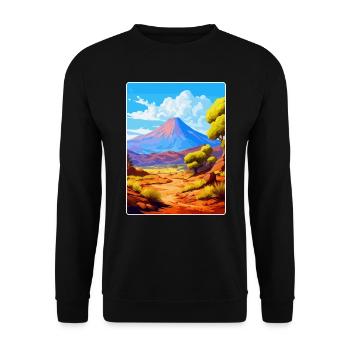Teide Nationalpark Spanien Vintage Reiseplakat - Unisex Pullover - Schwarz - Vorne - Alina (178cm) & Michal (187cm)