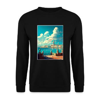 Cádiz Spanien Vintage Reiseposter WPA Souvenir - Unisex Pullover - Schwarz - Vorne - Alina (178cm) & Michal (187cm)