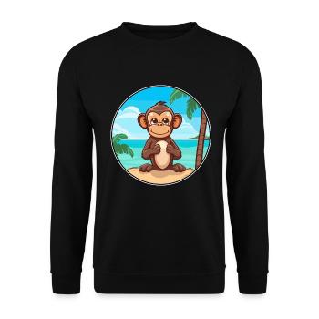 Affe Aquarell Cartoon Kawaii Clipart Tier - Unisex Pullover - Schwarz - Vorne - Alina (178cm) & Michal (187cm)