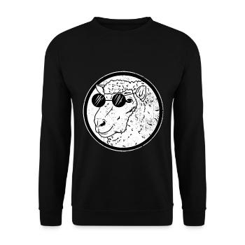 Lässiges Wollschaf Sonnenbrille - Unisex Pullover - Schwarz - Vorne - Alina (178cm) & Michal (187cm)