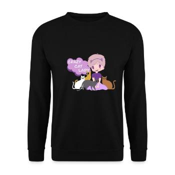 Verrückte Katzendame - Unisex Pullover - Schwarz - Vorne - Alina (178cm) & Michal (187cm)