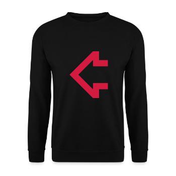 Pfeil nach links Rot - Unisex Pullover - Schwarz - Vorne - Alina (178cm) & Michal (187cm)