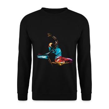 Schwungvolle Pilates Körpermitte - Unisex Pullover - Schwarz - Vorne - Alina (178cm) & Michal (187cm)