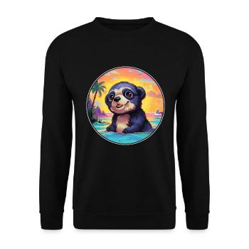 Maulwurf buntes Aquarell Cartoon Kawaii Tier - Unisex Pullover - Schwarz - Vorne - Alina (178cm) & Michal (187cm)