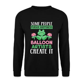 Menschen streben nach Glück Ballonkünstler erschaf - Unisex Pullover - Schwarz - Vorne - Alina (178cm) & Michal (187cm)