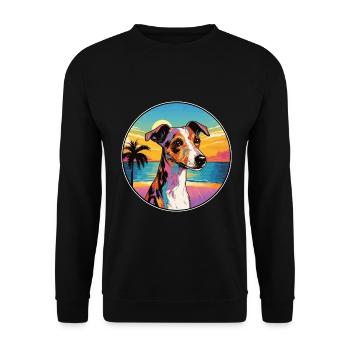 Glatter Foxterrier Hunderasse Bunte Karikatur Wate - Unisex Pullover - Schwarz - Vorne - Alina (178cm) & Michal (187cm)