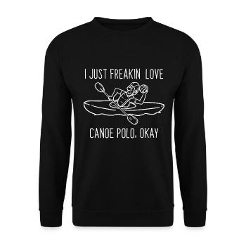 Pfeilschneller Kanupolo Paddler - Unisex Pullover - Schwarz - Vorne - Alina (178cm) & Michal (187cm)