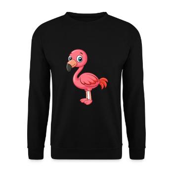 Flamingo Cute Mascot Cartoon Character Kawaii - Unisex Sweatshirt - black - Front - Alina (178cm) & Michal (187cm)