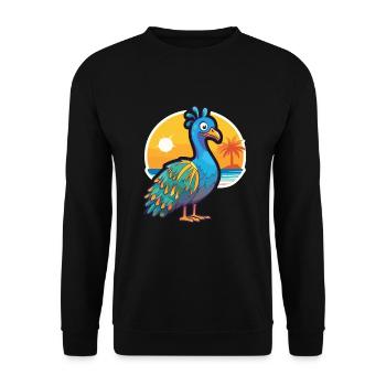 Pfau Lustige Karikatur Kawaii Strand Illustration - Unisex Pullover - Schwarz - Vorne - Alina (178cm) & Michal (187cm)