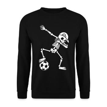 Fußballer Dabbing Skelett Jungen Fußballspieler - Unisex Pullover - Schwarz - Vorne - Alina (178cm) & Michal (187cm)