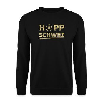 Hopp Schwiiz - Unisex Pullover - Schwarz - Vorne - Alina (178cm) & Michal (187cm)