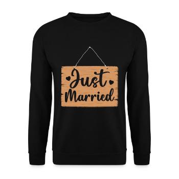 Just Married Schild - Unisex Pullover - Schwarz - Vorne - Alina (178cm) & Michal (187cm)