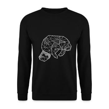 Geometrische Seekuh Meeresbewohner - Unisex Pullover - Schwarz - Vorne - Alina (178cm) & Michal (187cm)