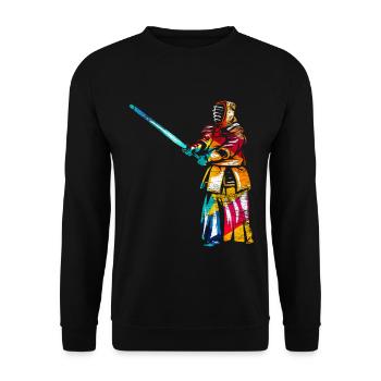 Disziplinierter Kendo Schwertkampf - Unisex Pullover - Schwarz - Vorne - Alina (178cm) & Michal (187cm)