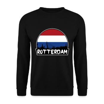 Rotterdam Niederlande Flagge Skyline Silhouette Trav - Unisex Pullover - Schwarz - Vorne - Alina (178cm) & Michal (187cm)